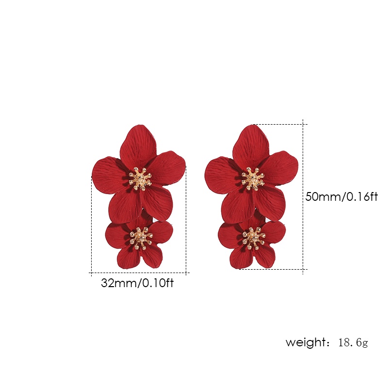 Ảnh Khuyên tai PINKDUDU OG011 hợp kim hình hoa nhiều màu sắc trang nhã cho nữ 3