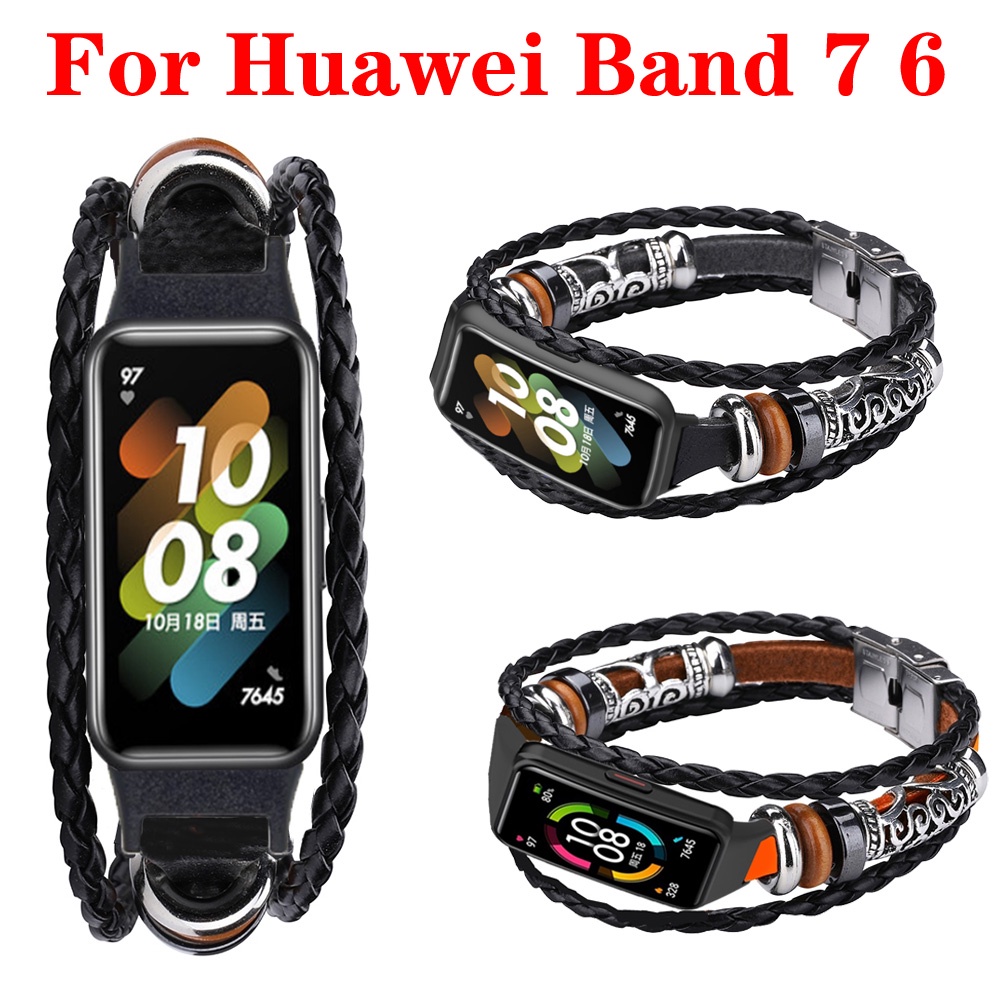 Dây Đeo Bằng Da Phong Cách Vintage Cho Đồng Hồ Thông Minh Huawei Band 7