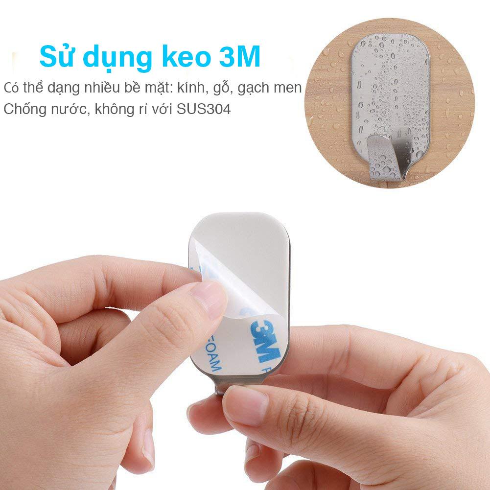 Ảnh Combo 10 Móc Dán Tường Keo 3M Chất Liệu INOX 304 Treo Đồ Dùng Gia Đình - OENON 2