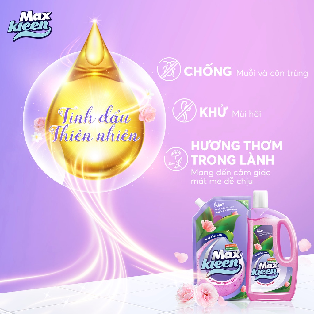 Ảnh Combo 4 Túi Nước Lau Sàn Ngàn Hoa Ngọt Ngào MaxKleen (1Kg/túi) 3