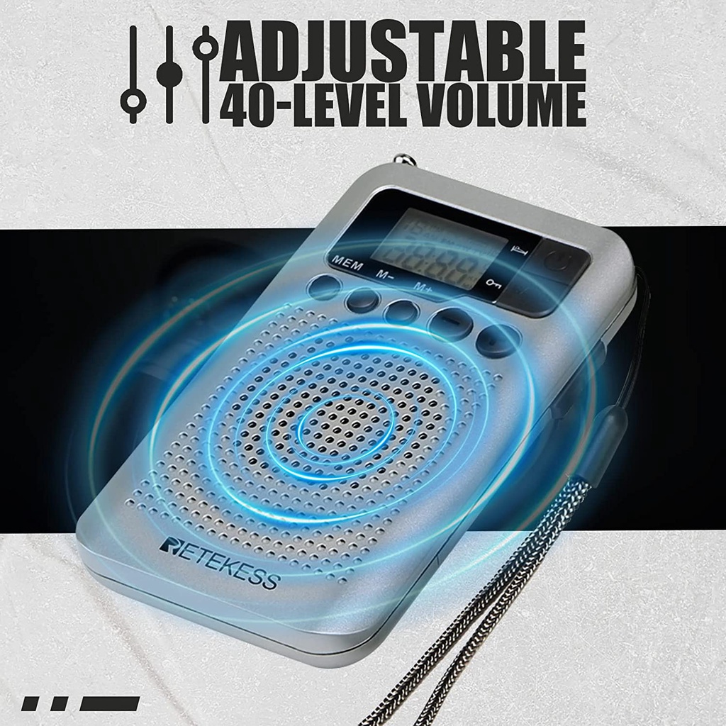 Ảnh Radio Retekess Tr106 Fm Am Di Động Với Màn Hình Lcd Điều Chỉnh Kỹ Thuật Số Có Loa Giắc Cắm Tai Nghe Và Chức Năng Đồng Hồ 4