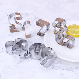 Set 9 Khuôn Nhấn Hình Chữ Số Bằng Thép Không Gỉ Làm Bánh Quy