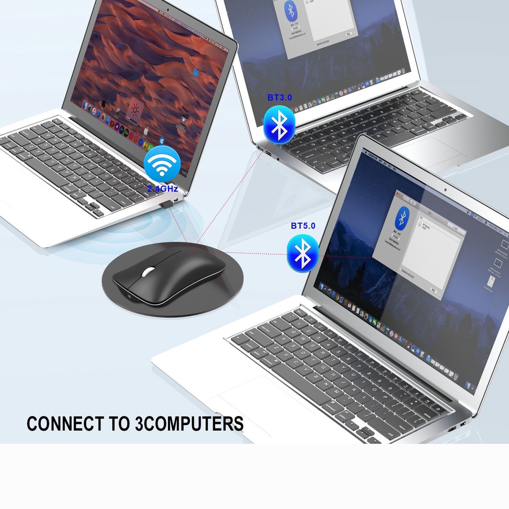 Mô tả Chuột Bluetooth ZTU Smart PM9 bluetooth + wireless USB 2.4GHz siêu mỏng tự sạc,không tiếng ồn - 2