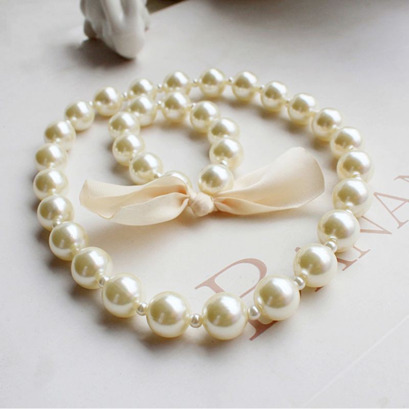 ✿Inn✿ 1 Bộ Vòng Tay Và Dây Chuyền Ngọc Trai Nhân Tạo Cho Bé Gái