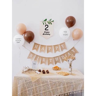 set trang Trí Sinh Nhật Vintage Phong Cách Hàn Quốc, đơn giản tự trang trí tại nhà
