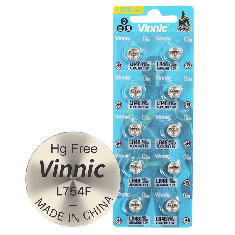 Vỉ 10 viên Pin đồng hồ VINNIC AG5 / LR754 / LR750 / 393 / SR754SW Chính ...