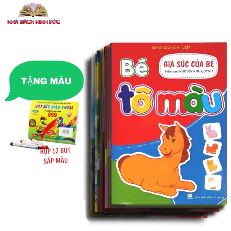 [ Tặng màu] Sách - Bé Tô Màu (Bộ 10 Cuốn Dành Cho Trẻ 3-6 Tuổi Song Ngữ Việt Anh)