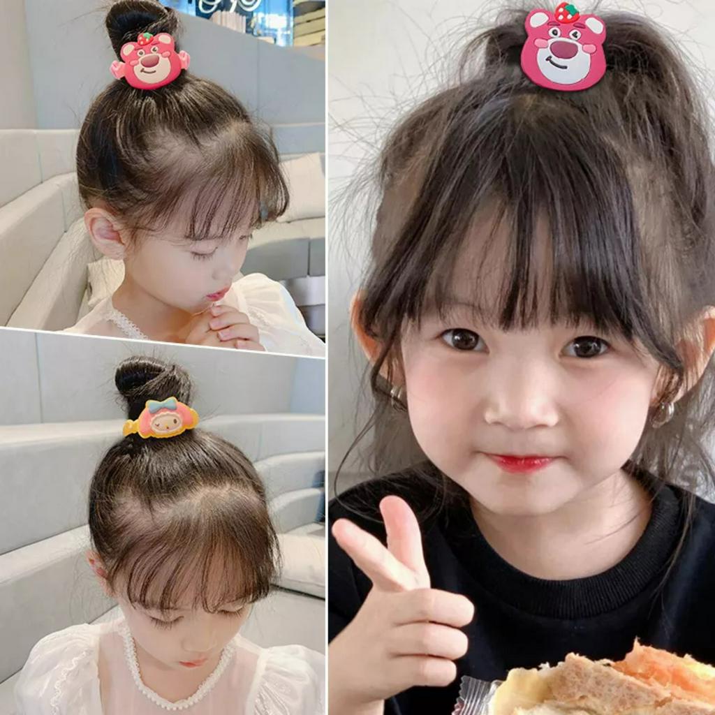 5 Dây Cột Tóc Scrunchies Hoạt Hình Gấu Dâu Lotso/ Khỉ Nâu/Kuromi/ Thỏ Hồng Co Dãn Không Đau Tóc