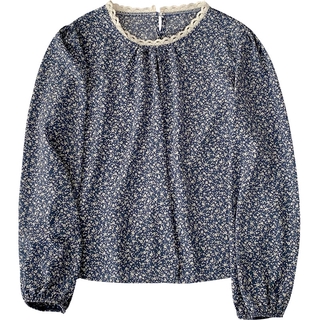 Phong cách hàn quốc nữ voan hoa dài tay áo baju baju wanita lengan panjang