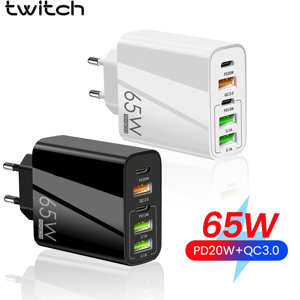 Củ sạc nhanh TWITCH 5 cổng USB Type C 65w tiện lợi khi du lịch | Shopee ...
