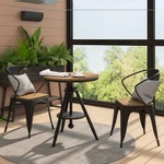 Bộ bàn ghế sân vườn ngoài trời khung thép cacbon phun sơn tĩnh điện mặt gỗ sồi cao cấp, Bàn ghế ban công decor nhà đẹp — ảnh 6