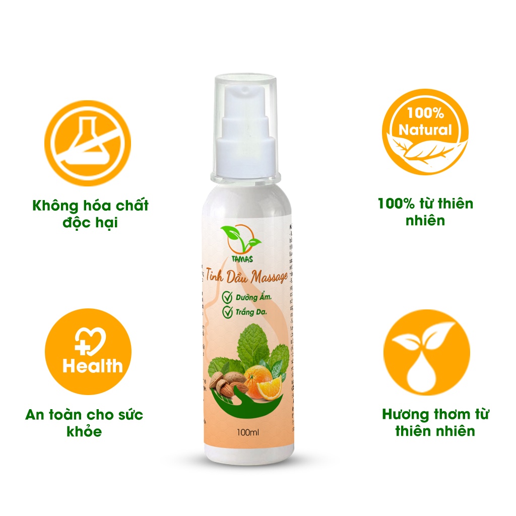 Ảnh Tinh dầu massage TAMAS, giúp dưỡng ẩm, sáng da, tạo độ đàn hồi, trẻ hóa làn da, giúp da mịn màng chắc khỏe, ... 1