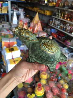 Rùa Bằng Đồng Cổ Long Quy Thọ Xanh Vật phẩm phong thuỷ bằng đồng