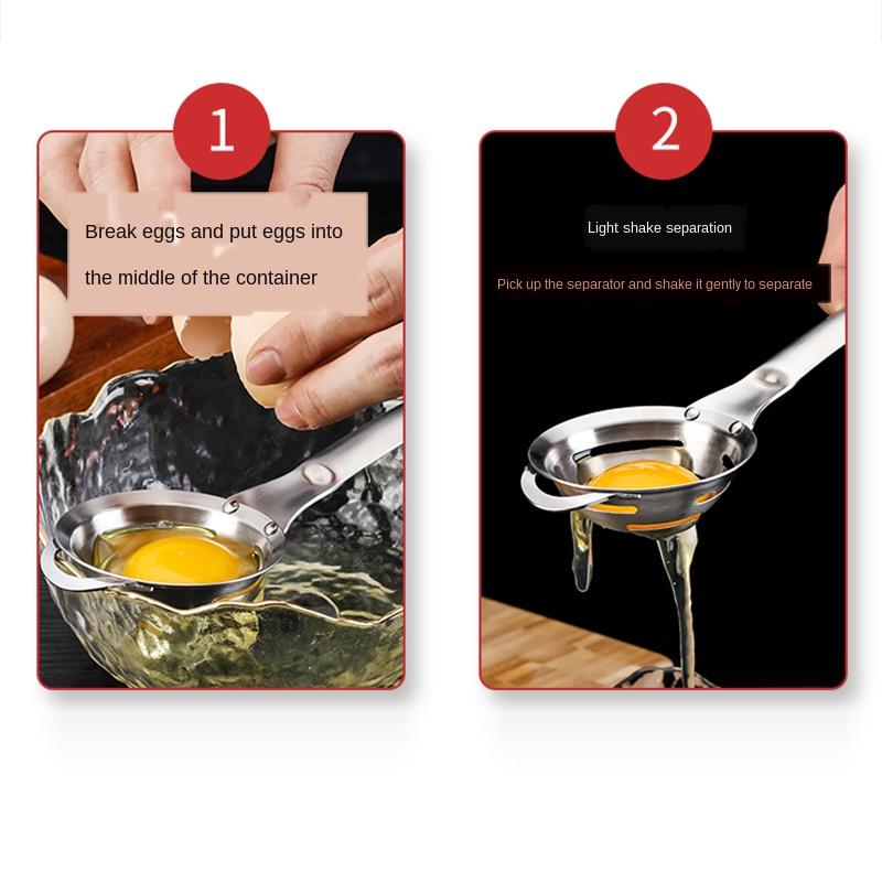 Dụng Cụ Tách Lòng Trứng Thép Không Gỉ 304 - Egg Separator with Yolk/White Filter (Bền, Thiết Kế Nhỏ Gọn)