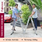 Thang nhôm 3,4 mét - 4,6 mét gấp 4 đoạn FUJIHOME Nhập Khẩu đa năng xếp gọn 4 khúc gia đình chữ M — ảnh 3