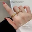 Nhẫn titan không gỉ mạ vàng 18k đính đá pha lê cao cấp thời trang mẫu năm 2023 dành cho nữ
