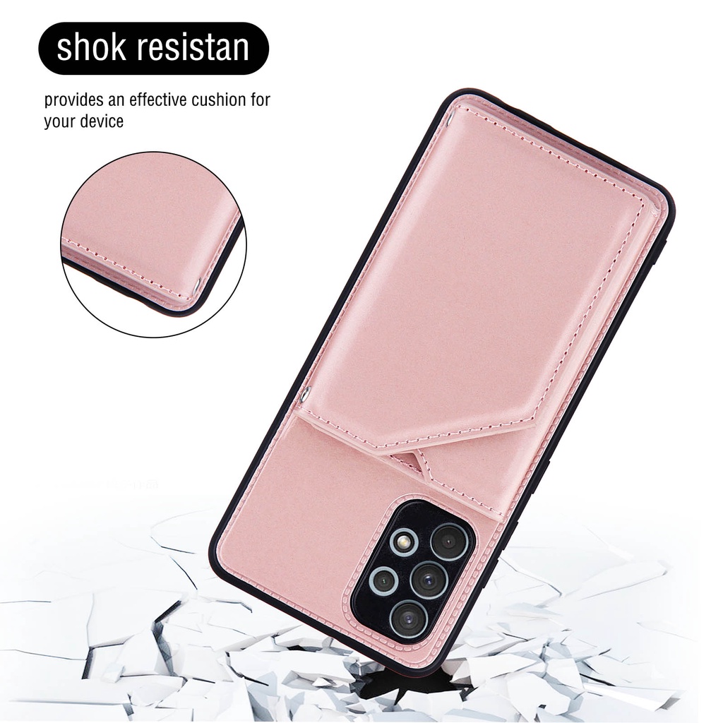 For Samsung Galaxy S21 FE A52 A72 A12 A32 A02s M12 M02s 5G 4G Vỏ Điện Thoại Da Mềm Bao Da Ví Đựng Thẻ Màu Trơn Ví Túi Xách Túi Xách