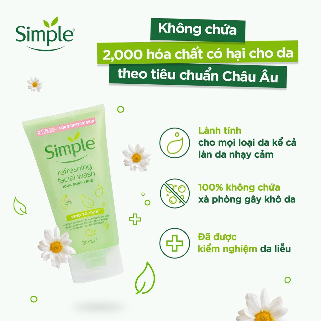 Ảnh Sữa Rửa Mặt Dưỡng Ẩm Cho Da Dầu Mụn Nhạy Cảm Simple Kind To Skin Refreshing Facial Wash 150ml 3