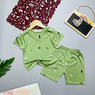 Đồ bộ bé trai Đồ bộ bé gái Bộ Minky Mom ngắn tay thun lạnh MK02
