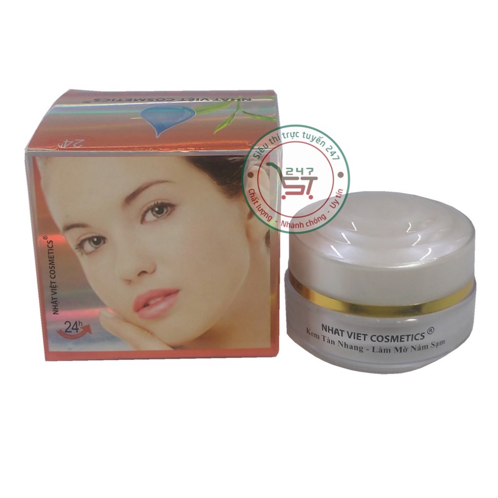 Kem Nám Tàn nhang mờ Sạm ngừa Lão hóa Trà xanh Serum Nhật Việt 13g (Hồng-Bạc)