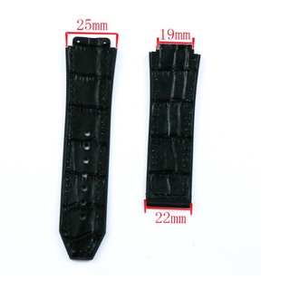 HUBLOT Dây Đeo Bằng Cao Su Da Bò Thật 25 * 19mm Có Khóa Hình Bướm Cho Đồng Hồ