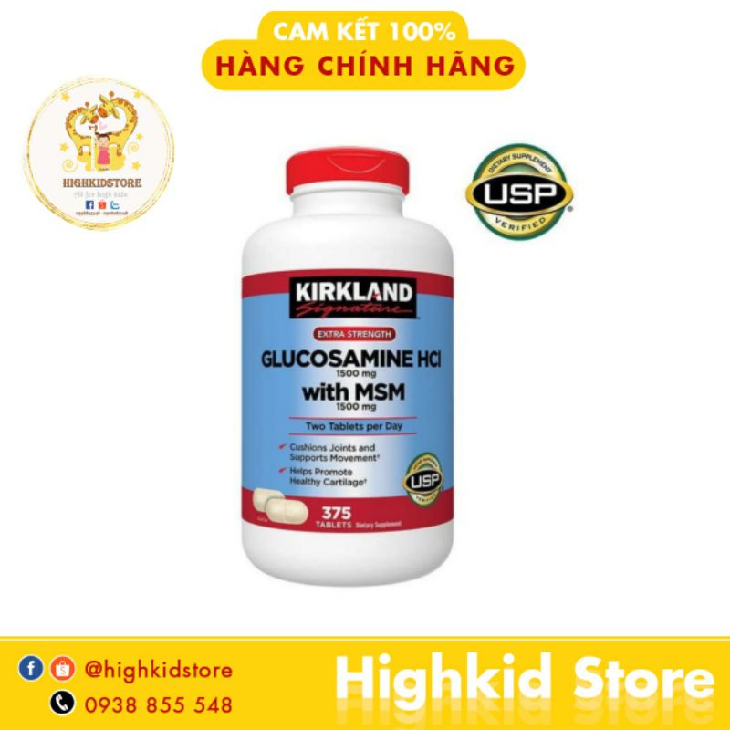 Viên Uống Glucosamine HCL 1500mg Kirkland Signature With MSM Hộp 375v