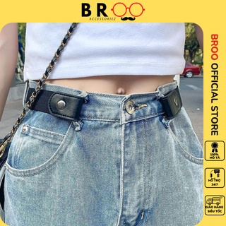 Thắt lưng chun co giãn cúc bấm phối da cho nam nữ, dây nịt thun unisex tùy chỉnh theo vòng eo TL09