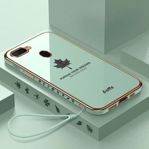Ốp Điện Thoại Hình Vuông Họa Tiết Lá Phong Sang Trọng Cho OPPO A5S A7 A3S A5 A9 2020 A11X A52 A72 A92 A55 A15 A16 A8 A31 A9 F11 F9