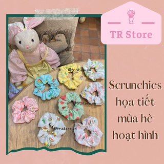 Scrunchies họa tiết mùa hè hoạt hình 1 lớp