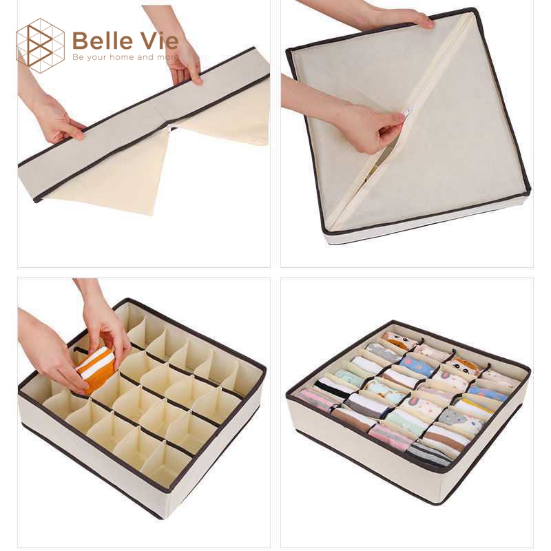 Set 3 Hộp Vải Đựng Đồ Lót BELLEVIE Hộp Đựng Đồ Nhiều Ngăn Đựng Tất Vớ, Đồ Lót Đựng Đồ Đa Năng Gấp Gọn Tiện Lợi | BigBuy360 - bigbuy360.vn