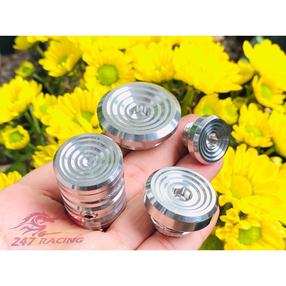 Combo 4 món ốc mâm lửa,Chụp giò đạp,ốc nắp nhớt INOX 304 mẫu THÁI gắn xe máy Sirius,Exciter,Wave,Dream,Winner....