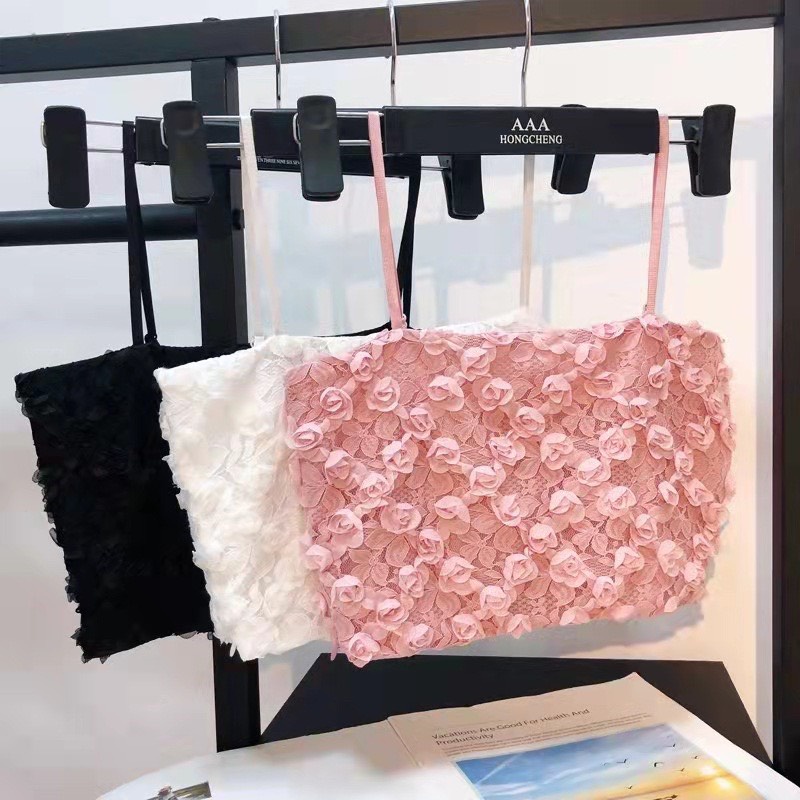 Áo bra 2 dây nữ hoa hồng , Áo ngực kèm mút mỏng xinh xăn 369