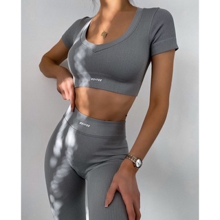 Bộ đồ tập gym nữ botee GLACIER (áo cổ V crop,tay dài,quần ngắn và quần dài) (TÁCH LẺ BÁN)