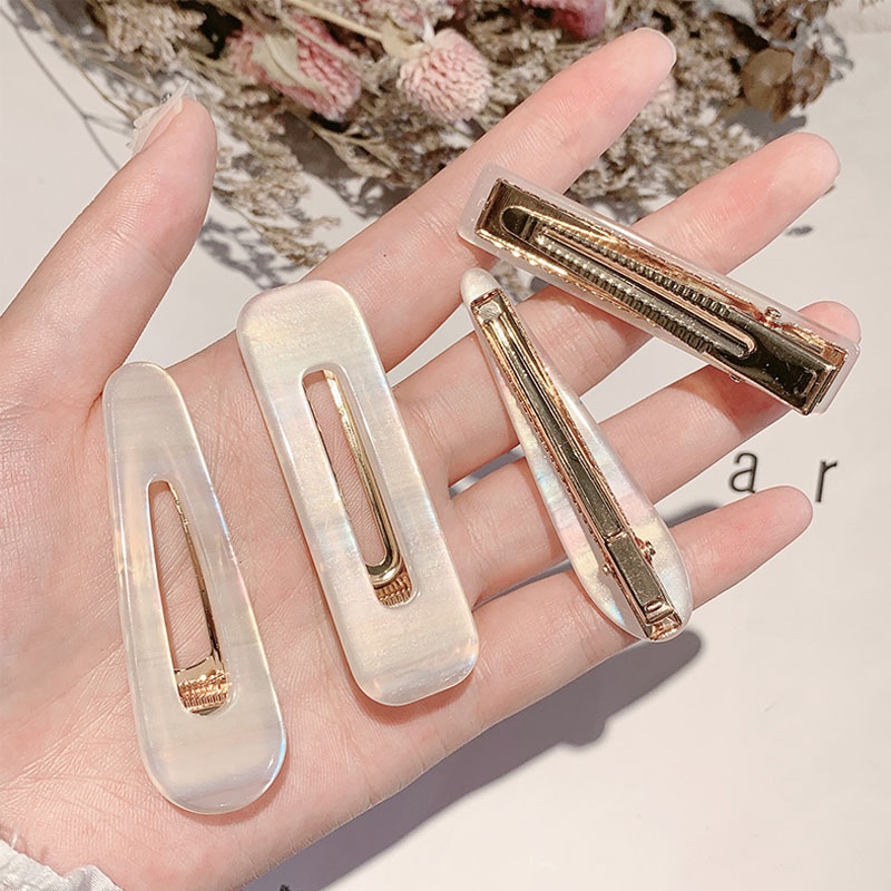 Kẹp Tóc Mỏ Vịt Nhựa Cao Cấp Trắng Sứ Hot Trend Phong Cách Hàn Quốc