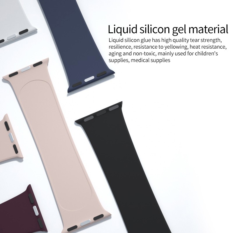 Nam Nữ Co Giãn Dây Đeo Đồng Hồ Silicon Lỏng Tích Hợp Dây Đeo Thiết Kế Không Khóa Thích Hợp Cho Apple Watch SE3 S9 S8 SE S7 S6 38mm 40mm 44mm 41mm 45mm Dây Đeo Cổ Tay