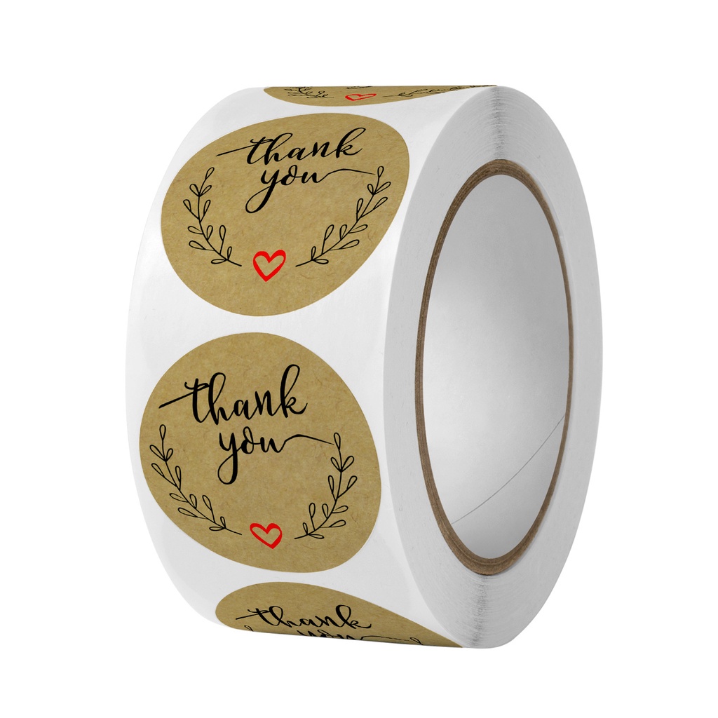 Cuộn 500 tem nhãn dán sticker thank you, set 500 sticker cảm ơn dán quà ...