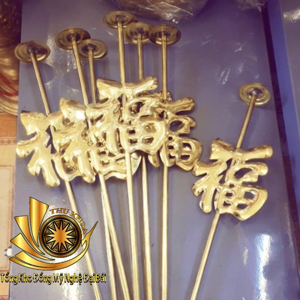 Cây Cắm Hương Vòng Trụ Cắm Hương Vòng Bằng Đồng Vàng Chữ Phúc, Chữ Công Cao 70cm Giúp Bảo Vệ Gia Đình Ý Nghĩa Phong Thủy