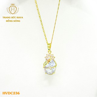 Dây Chuyền, Vòng Cổ Nữ Mặt Đính Đá, Titan Xi Mạ Vàng Non 24k Cao Cấp - Trang Sức Hava Hong Kong