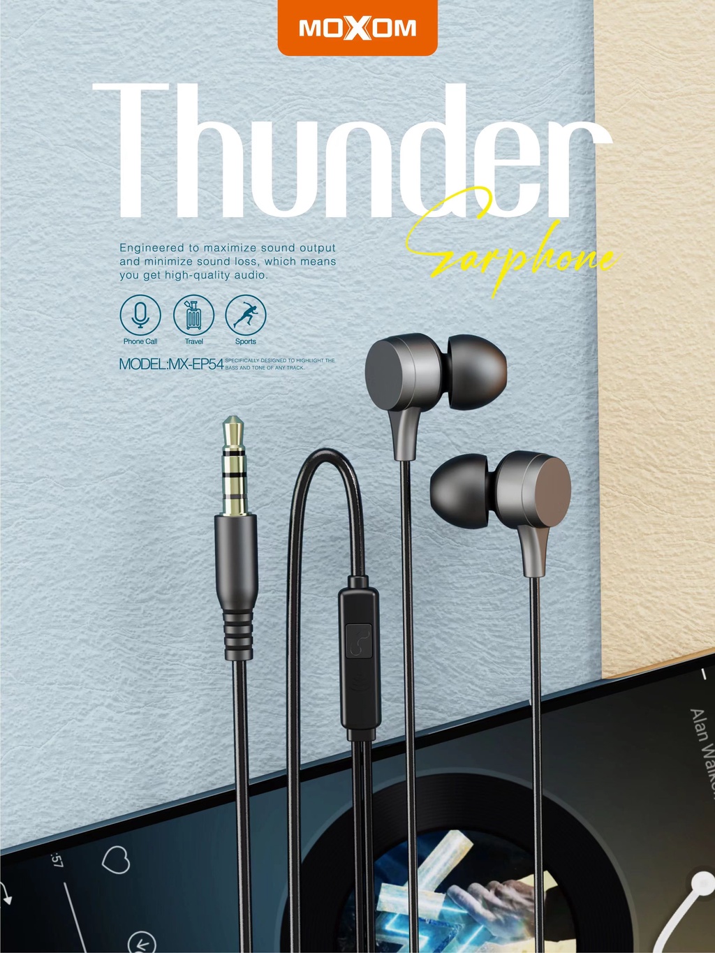 Mô tả Tai Nghe Nhét Tai Có Dây MOXOM EP54 Âm Thanh Chất Lượng, Tích Hợp Micro dùng cho Samsung Oppo Xiaomi Redmi iPhone iPad - 1