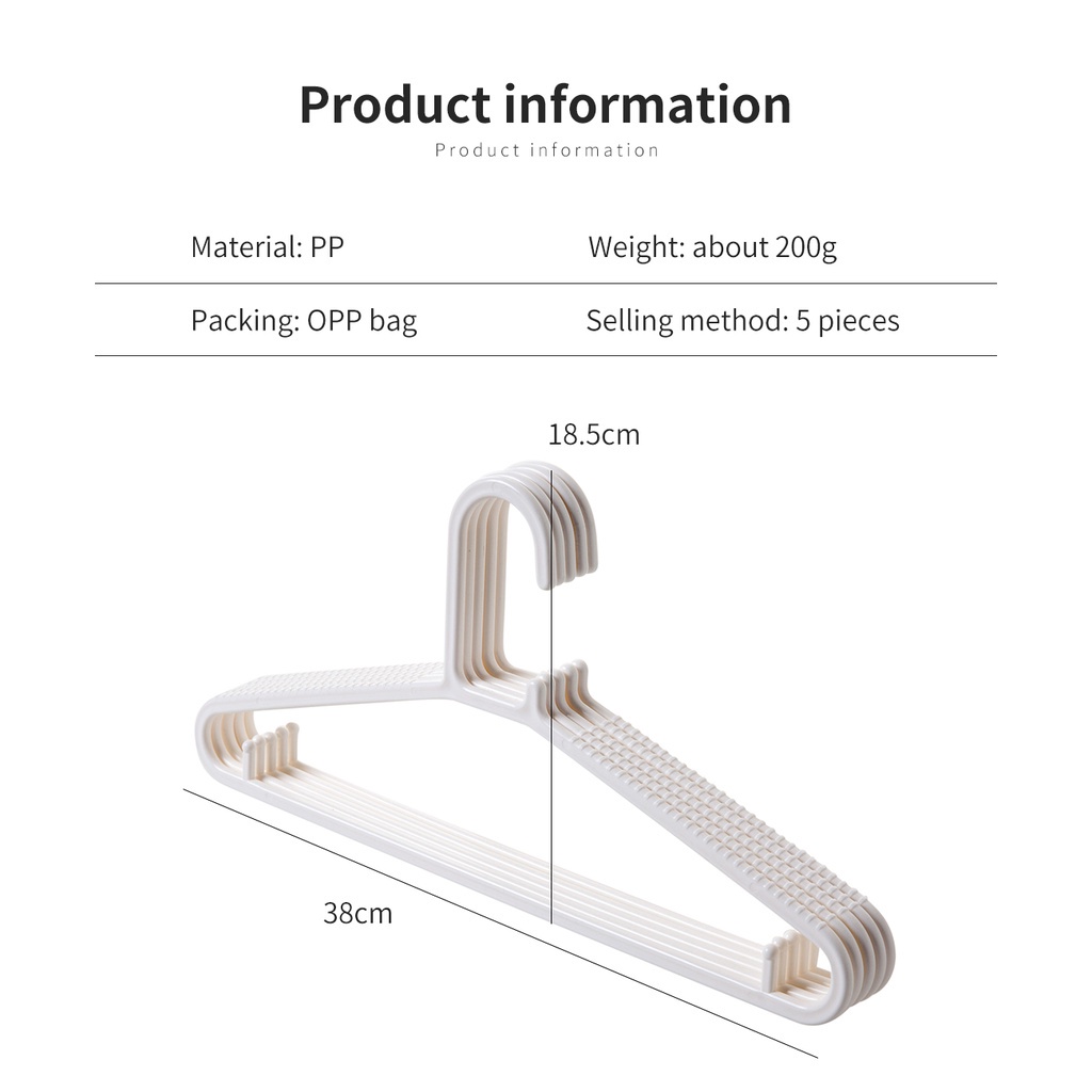 Ảnh Set 5/ 10/ 20 móc treo quần áo JUJIAJIA bằng nhựa PP chống trượt đa năng tiện lợi cây treo quần áo 3