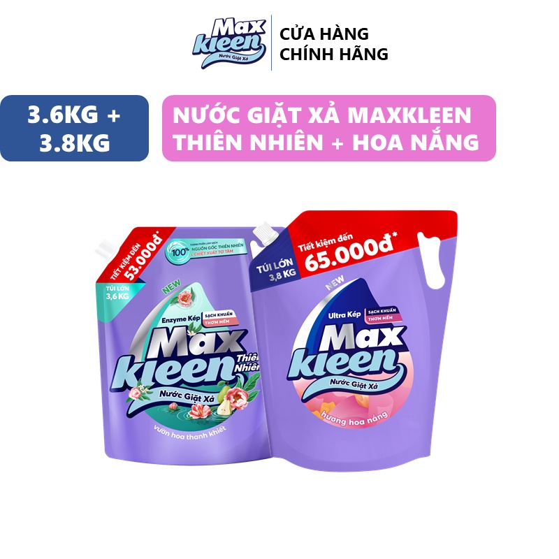 Ảnh Combo 2 Túi nước giặt xả MaxKleen Thiên nhiên 3.6kg + Hoa nắng 3.8kg 2