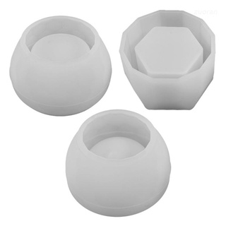 3 Pcs UV Crystal Epoxy Molds Handmade Round Bowl Hexagon Cup Dishes Resin Mold