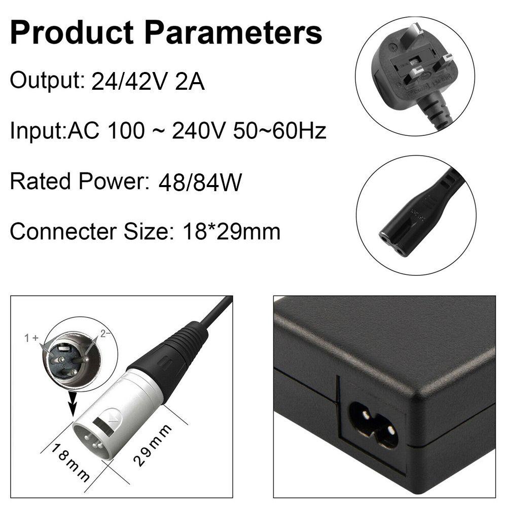 YRBWD Bộ sạc xe đạp điện 24/42V 2A Sạc nhanh Bền bỉ Thực tế cho Xe máy điện Xe lăn