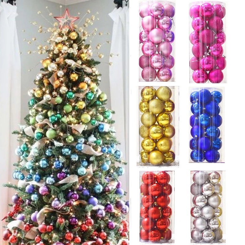 Set 24 trái châu trang trí cây thông noel xinh xắn