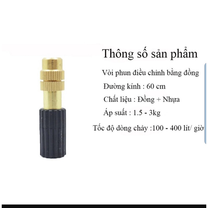 Béc Phun Sương Tưới Lan, Làm Mát- Béc Đồng 1 Hướng Kèm Tê Nối Ống 8mm hoặc Van Điều Áp