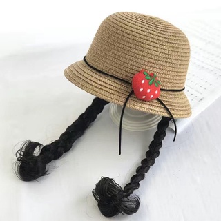 Mùa Xuân Mùa Hè Trẻ Em Bện Mũ Rơm Bé Gái Công Chúa Tóc Giả Che Nắng Mũ Xô Bé Mát Mũ