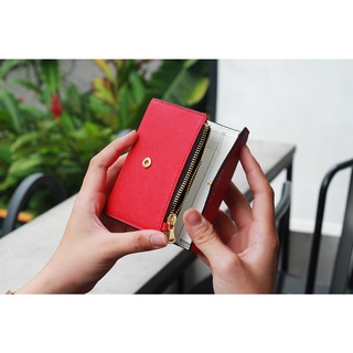Ví Da HAVIAS Da Saffiano Ý nhập khẩu gập ba mini ví da nam nữ unisex nhỏ gọn HEART2