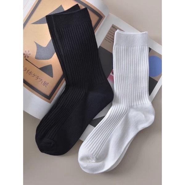 Tất Cổ Cao Vớ Trơn Nam Màu Đen Trắng Phong Cách Basic, Tất Công Sở Đi Giày Tây Cotton Cao Cấp - Horizon