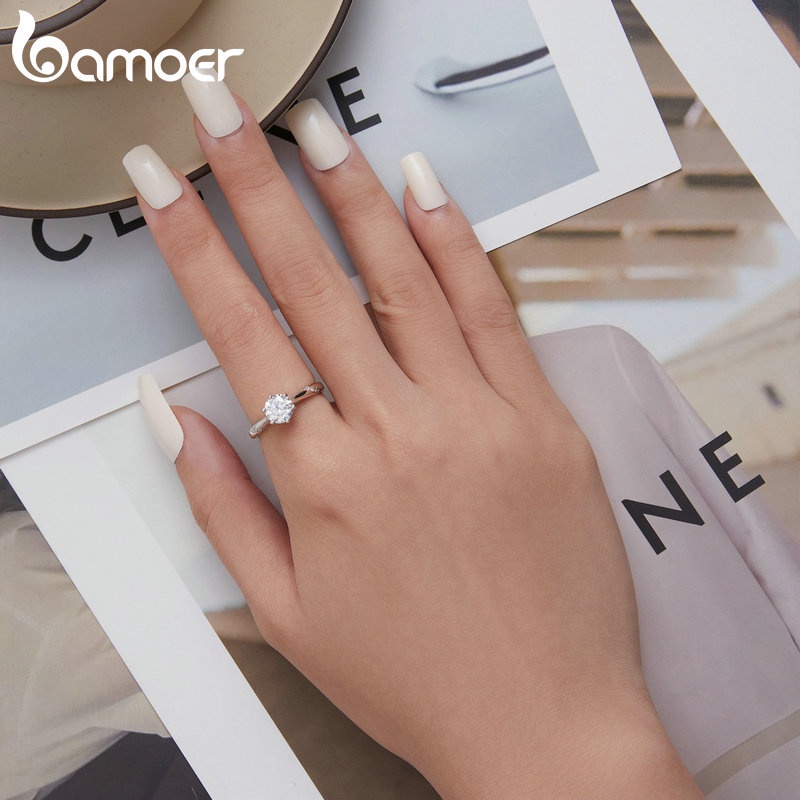 Nhẫn Bamoer Moissanite BạC 925 0.65 ThờI Trang Cho Nữ MSR003-6