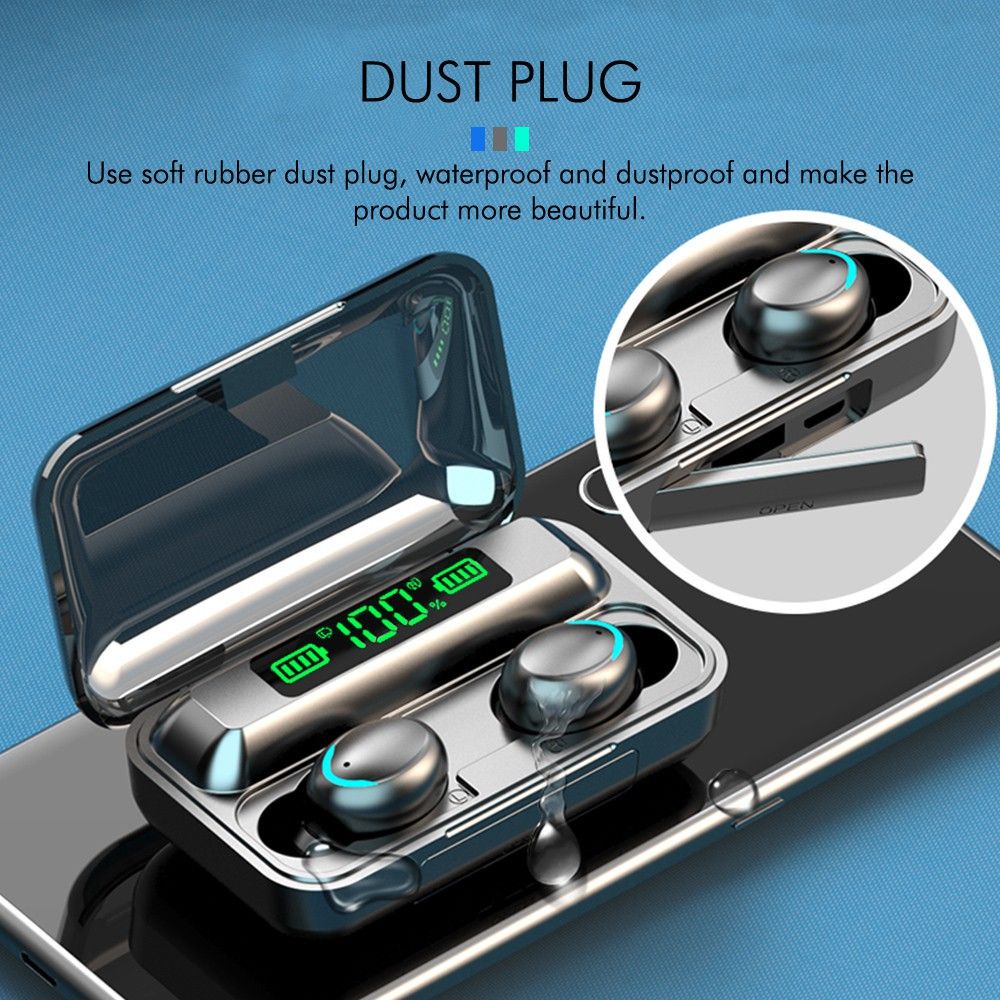 tai nghe bluetooth khong day 50 minpro amoi f9 pro nut cam bien van tay chong nuoc kem sac 2500mah